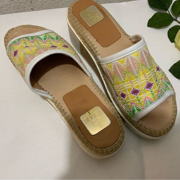 Kanna Multi-Color Slide Platform Wedge Espadrille Sandals Shoes Women's 39 / 9 - Picture 13 of 16